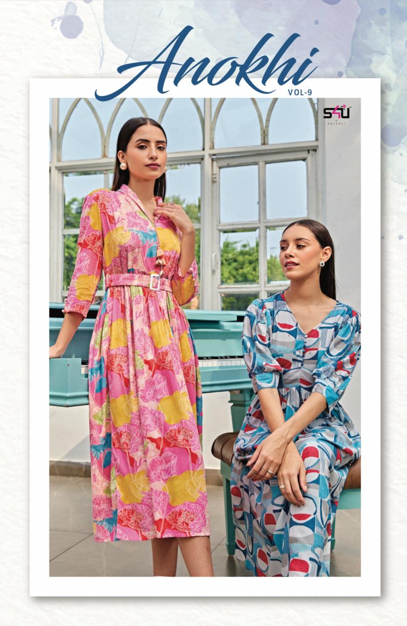 S4u Anokhi Vol 9 Rayon Party Wear kurtis Catalog